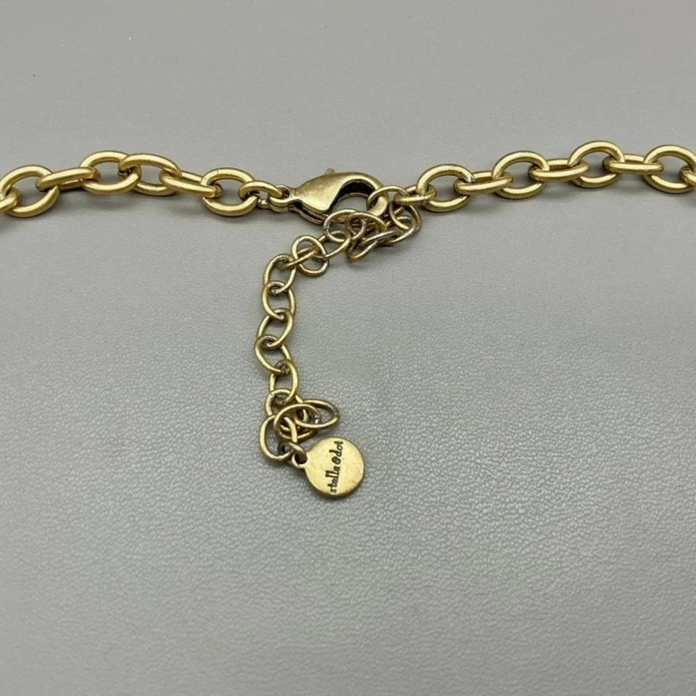 Stella & Dot Necklace Womens Gold Tone Green Blue Cabochon Statement 19-22 In
